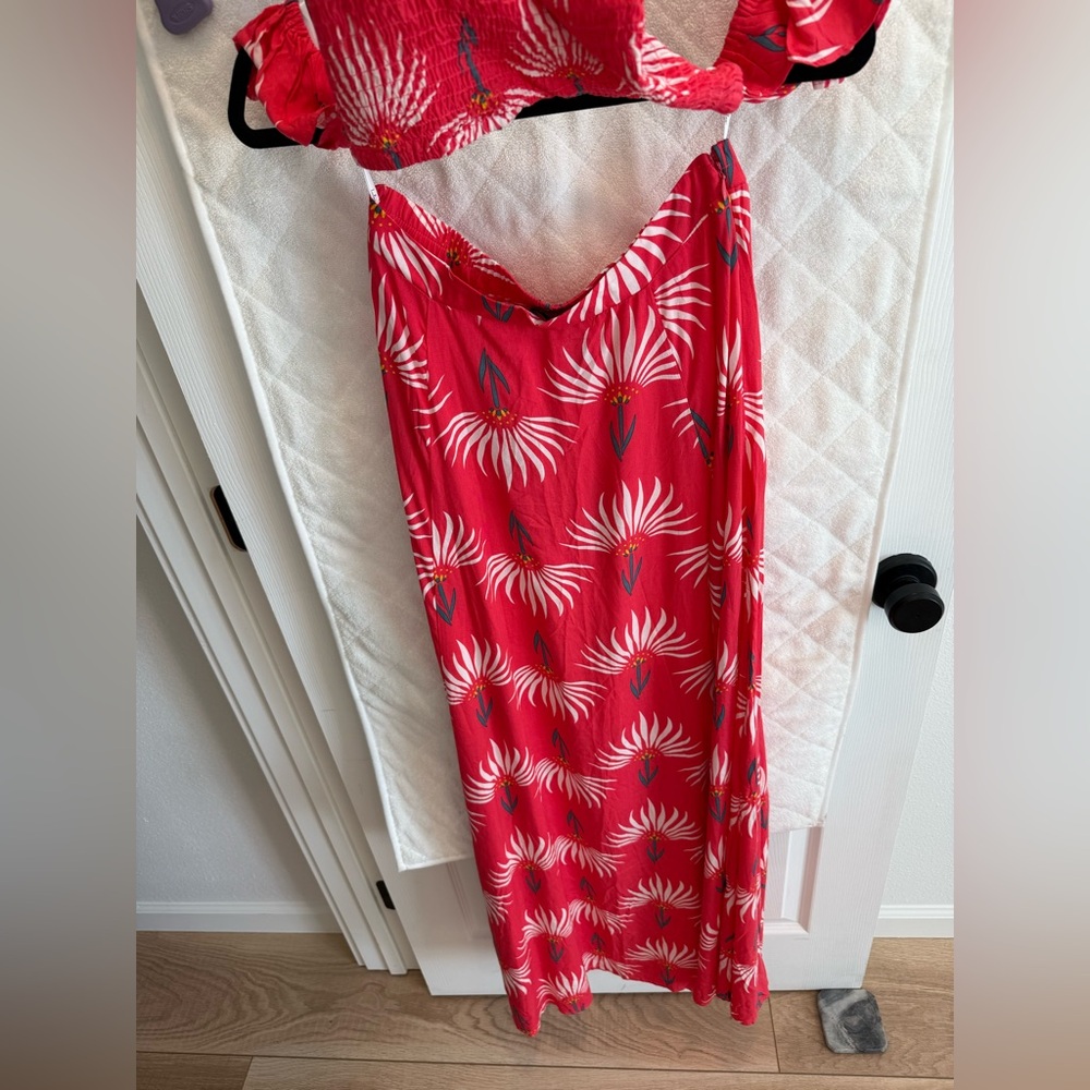 NWOT Lulus Transcoso Coral Floral Print Two-Piece Maxi Dress - Picture 8 of 11